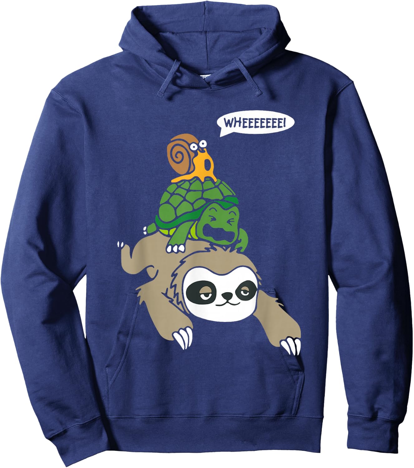 Sloth Turtle Snail Piggyback Animal Running Wild Hoodie - Hoodie | Navy