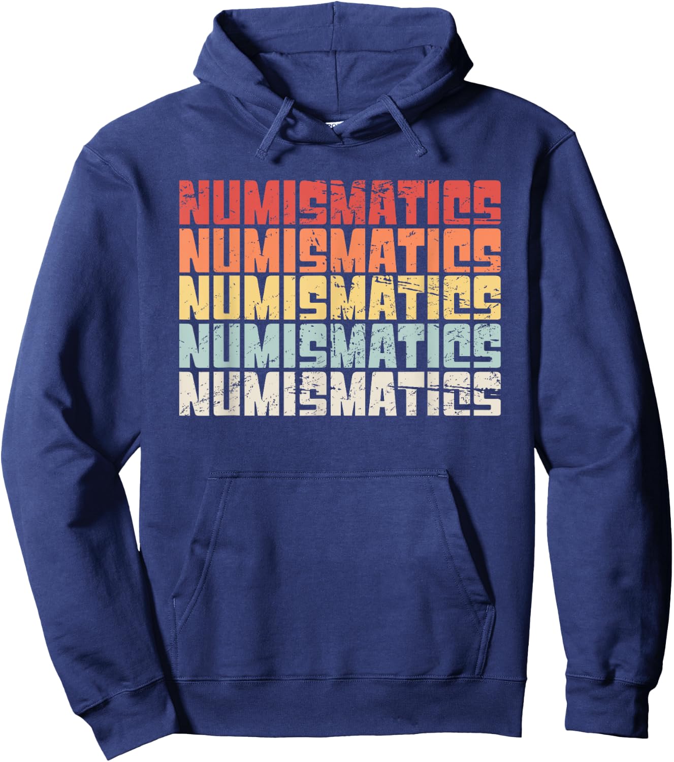 NUMISMATICS | Retro Distressed Coin Collecting Hoodie - Hoodie | Navy