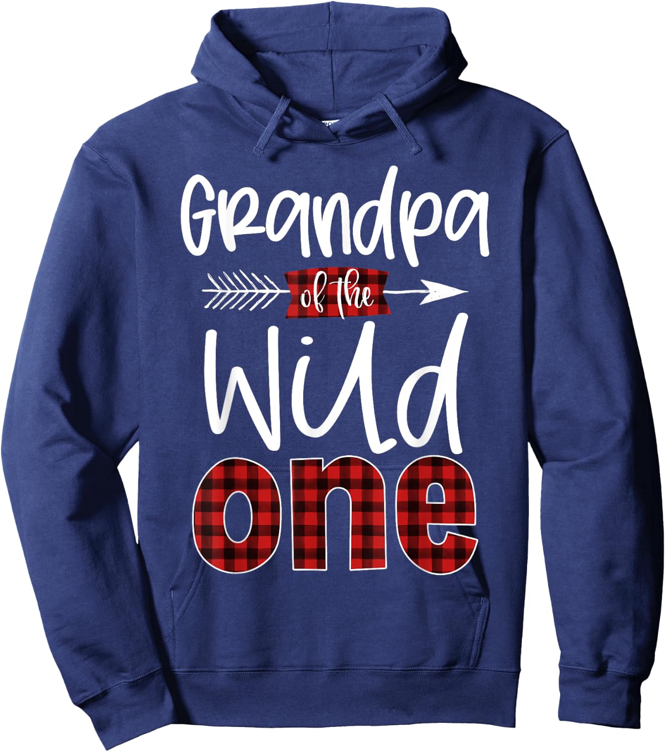 Grandpa of the Wild One Shirt Plaid Lumberjack 1st Birthday Hoodie - Hoodie | Navy