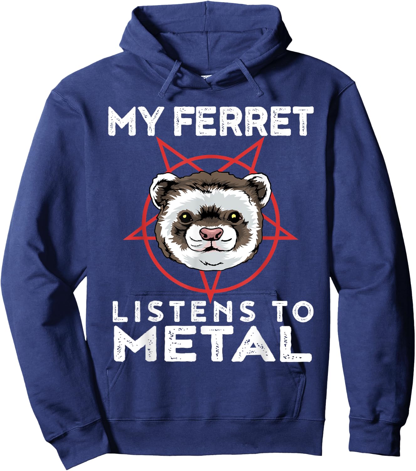 Metal Ferret Funny Goth And Heavy Metal Animal Shirt Hoodie - Hoodie | Navy