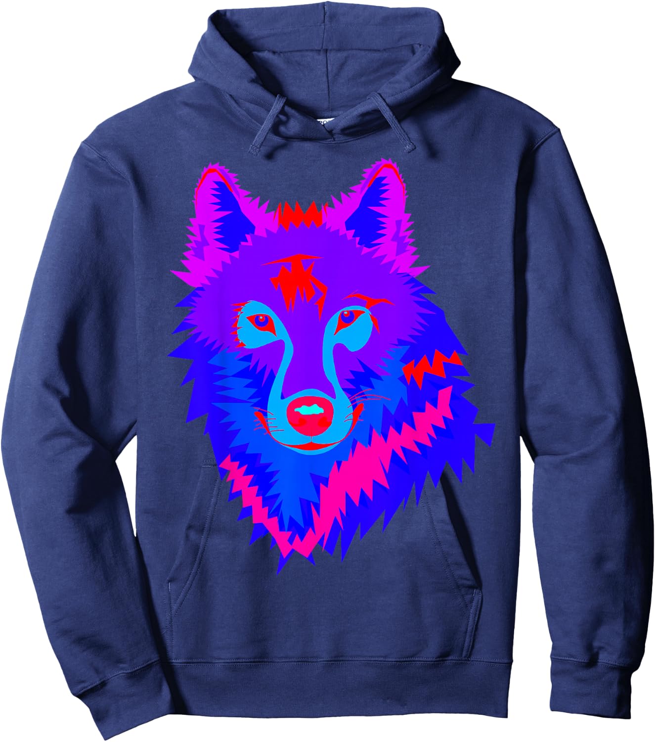 EDM Electronic Dance Music Techno Trippy Wolf Rave Shirt Hoodie - Hoodie | Navy