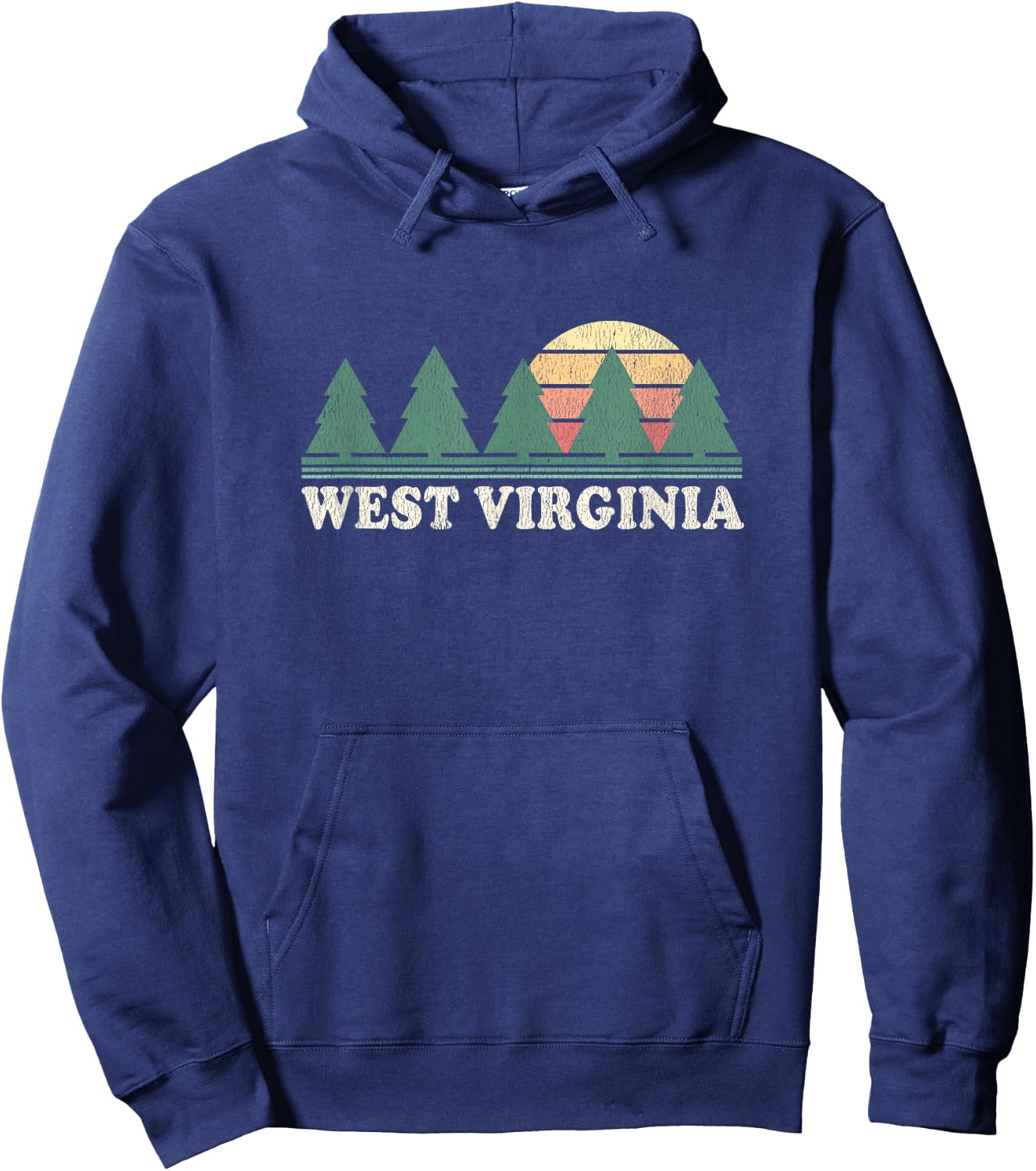 West Virginia WV Vintage Retro 70s Hoodie - Hoodie | Navy