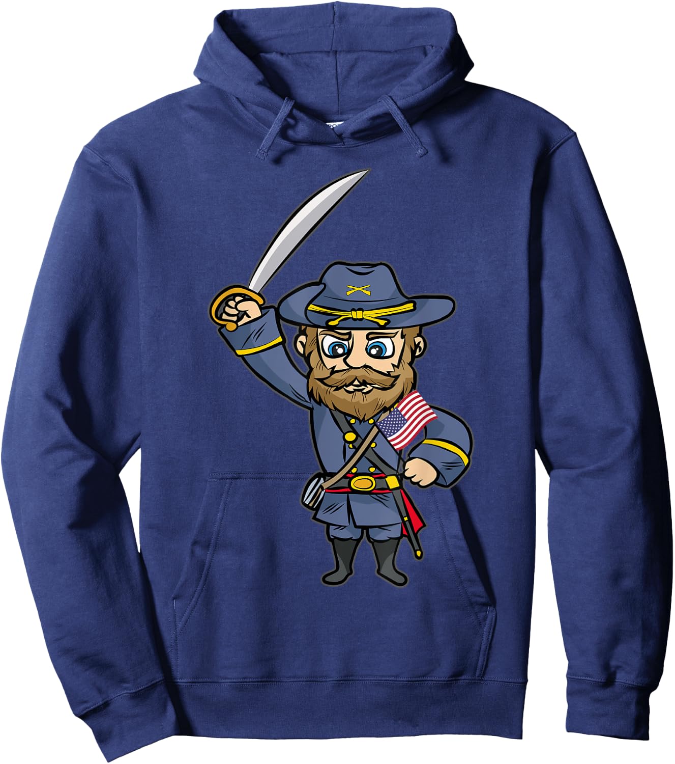Civil War Soldier | Union General Cartoon Gift Comic Hoodie - Hoodie | Navy