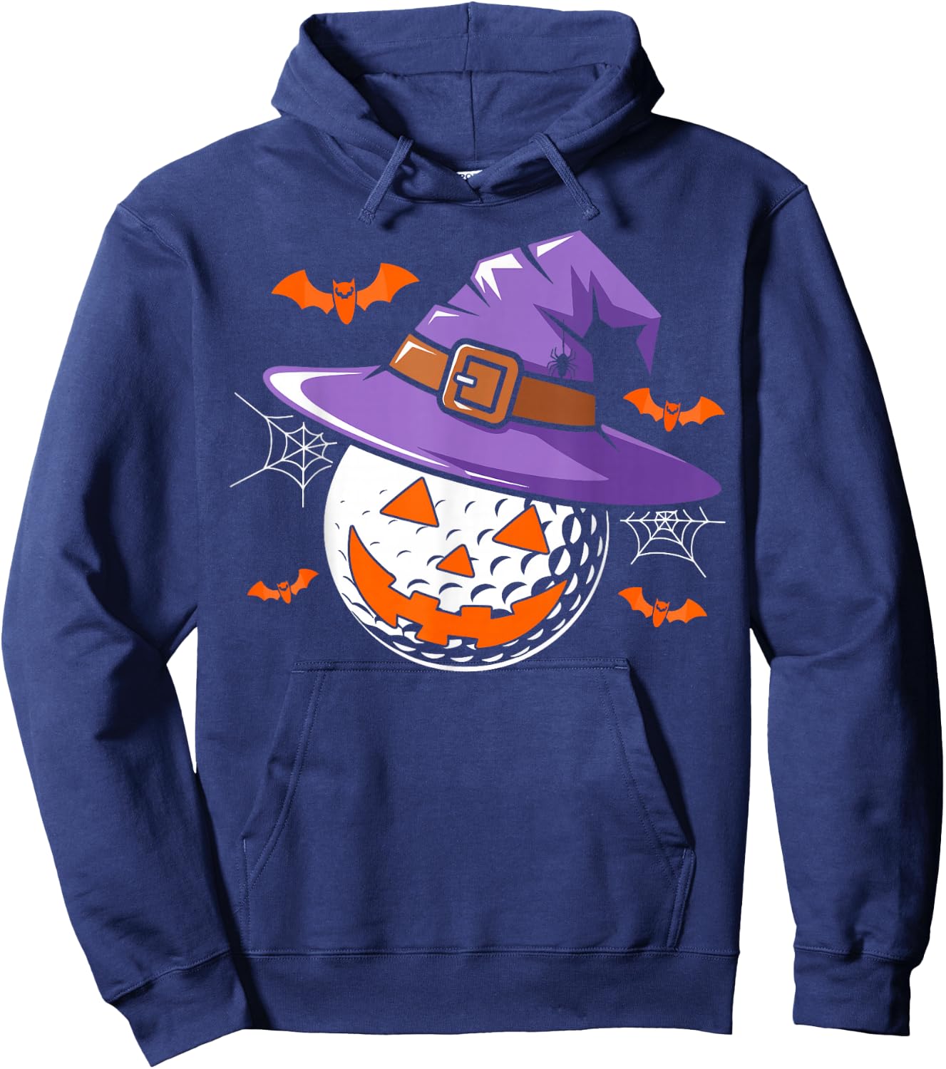 Halloween Golf Ball Witch Hat Pumpkin Spooky Bat Web Lover Hoodie - Hoodie | Navy