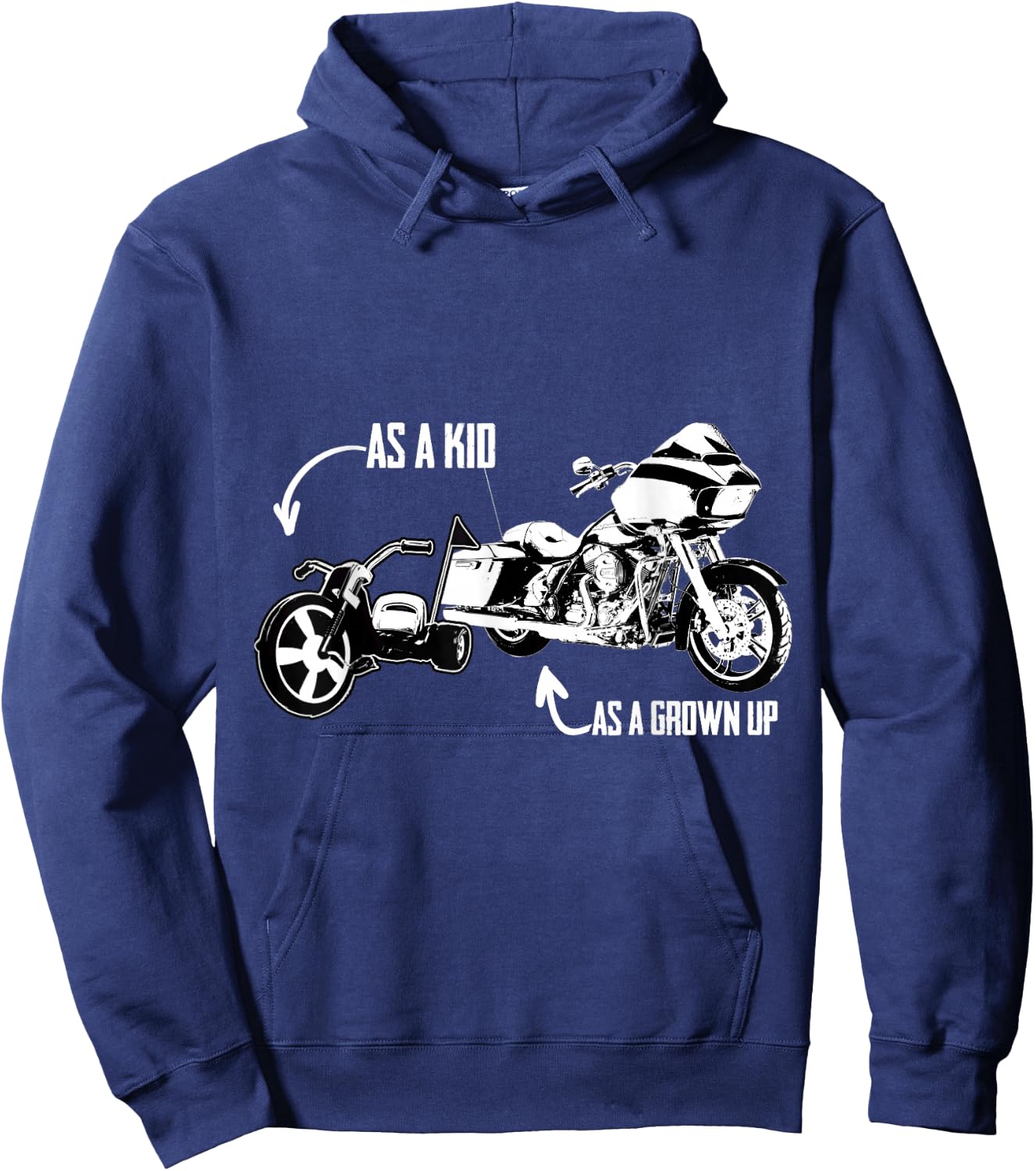 Men's Kid's Big Wheel Tricycle Road Glide Motorcycle Design Hoodie - Hoodie | Navy