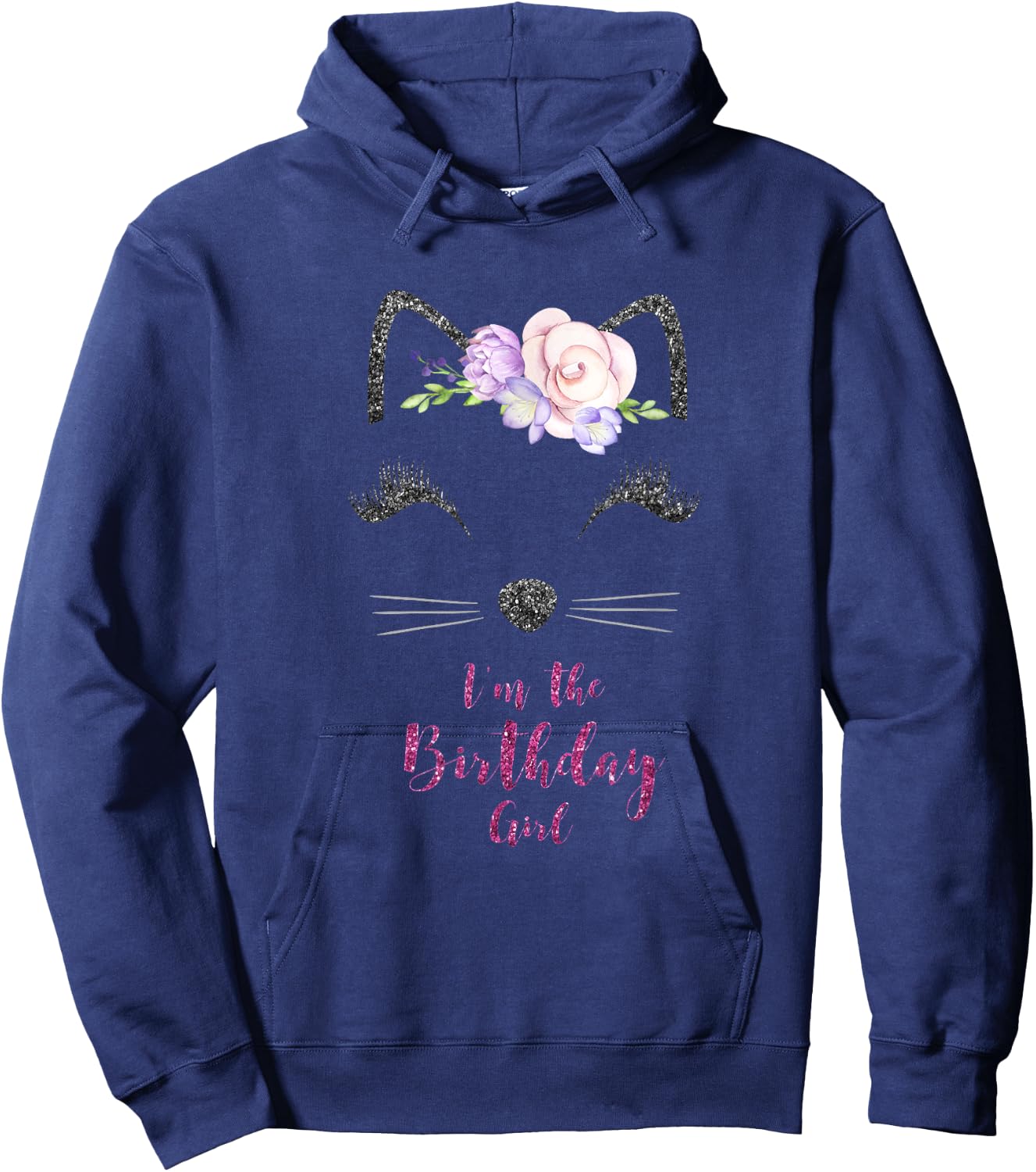 Kitten I'm the Birthday Girl Shirt - Girls Cat Kitty Gift Hoodie - Hoodie | Navy