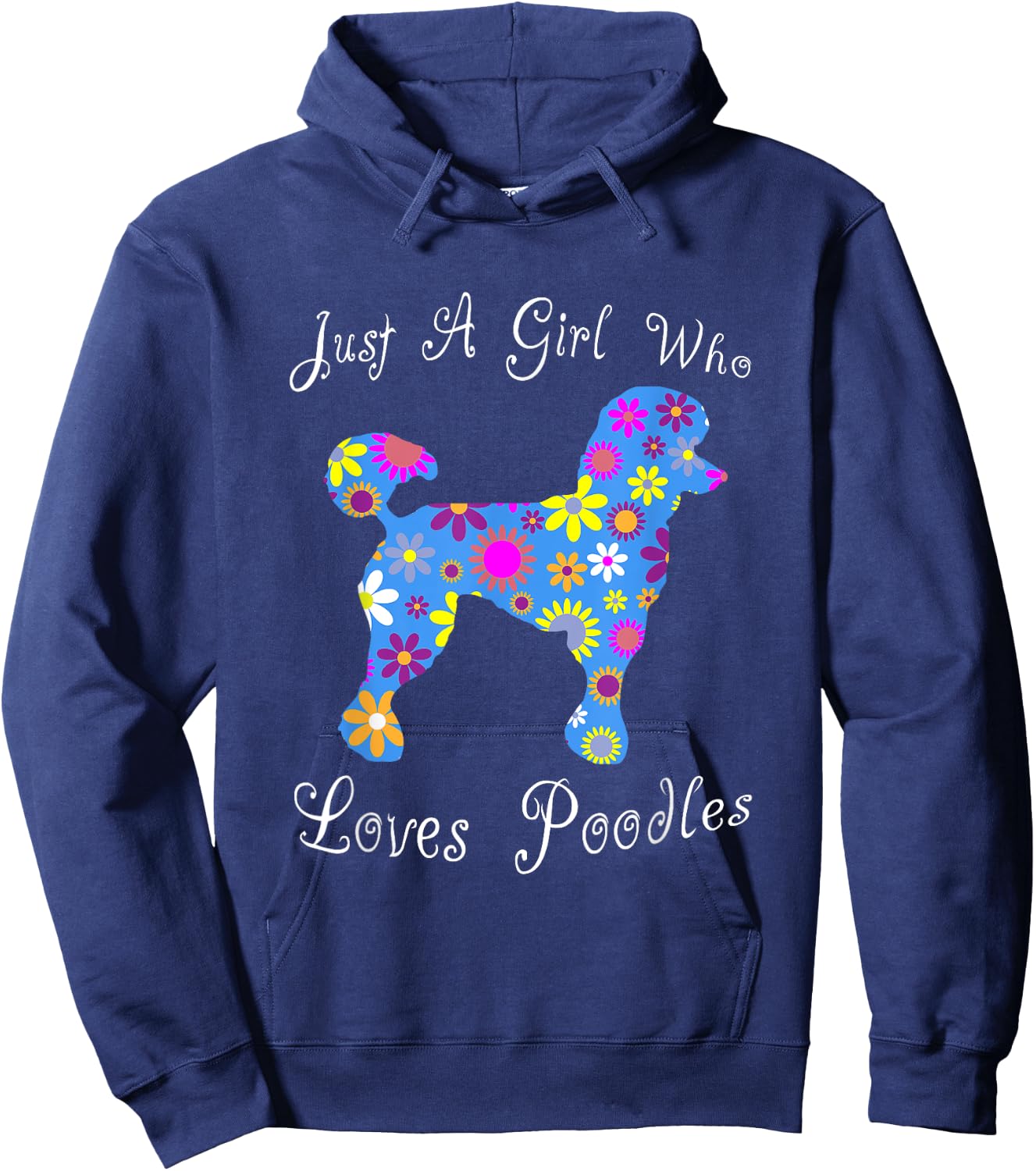 Fun Cute Floral Poodle Lover Hoodie - Hoodie | Navy