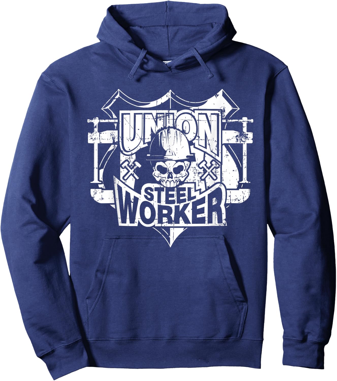 Tough Proud Union Steel Worker Skull Hoodie - Hoodie | Navy