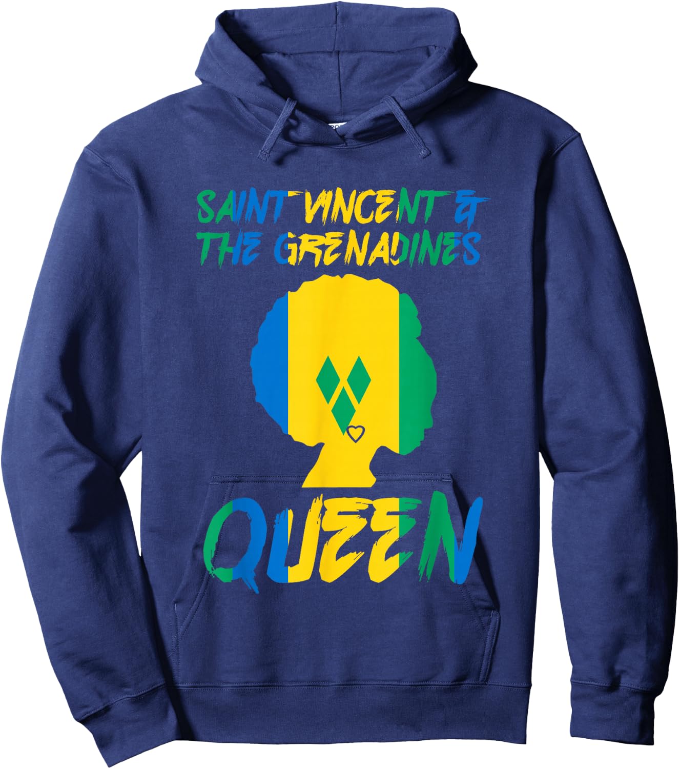 St Vincent & The Grenadines Queen Flag Afro Pride Proud Hoodie - Hoodie | Navy