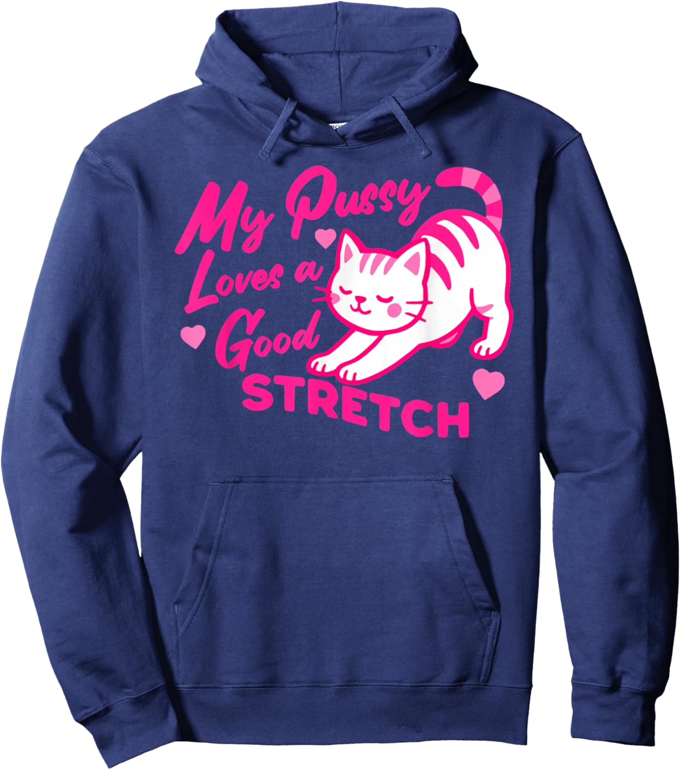 My Pussy Loves A Good Stretch Inappropriate Adult Humor Joke Hoodie - Hoodie | Navy