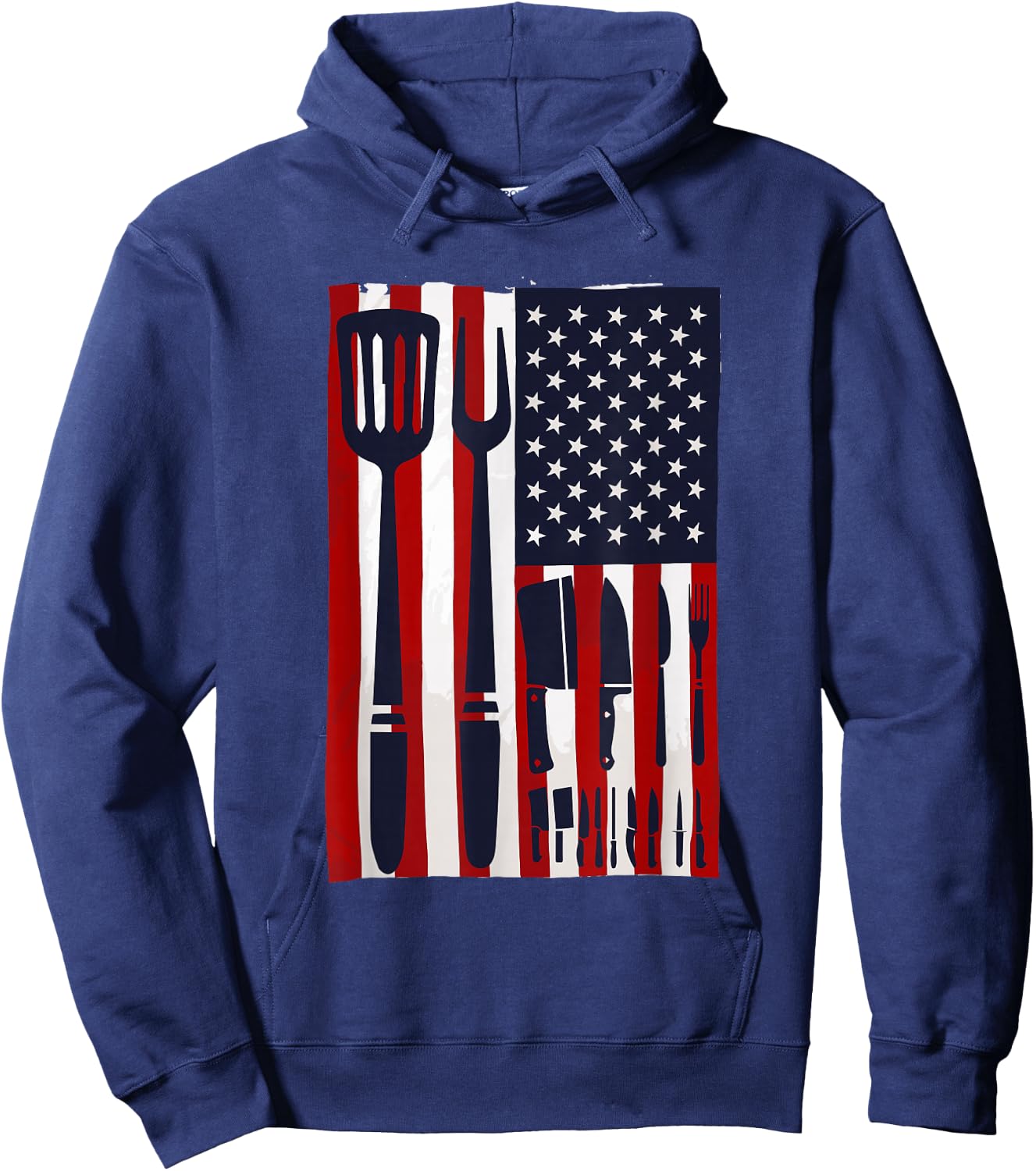 Chef Knives USA Flag Patriotic Cook America Cooking Knife Hoodie - Hoodie | Navy