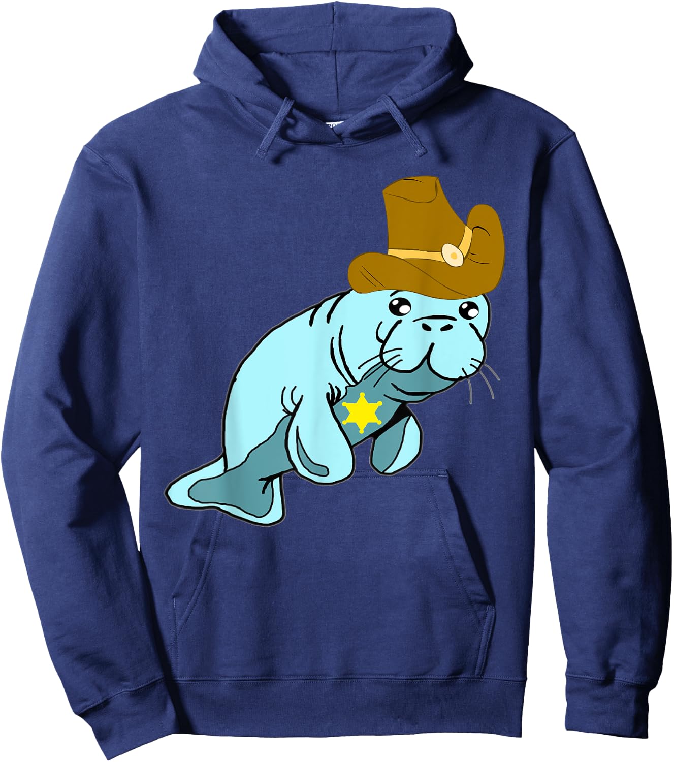Cowboy Manatee Floaty Dugong Sea Cows Sheriff Rancher Hoodie - Hoodie | Navy