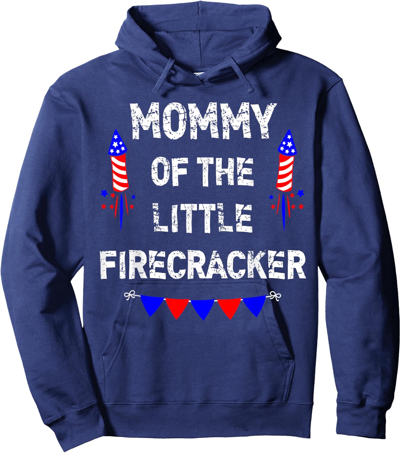 4th of July Birthday - Mom Mommy Of The Little Firecracker Hoodie - Hoodie | Navy