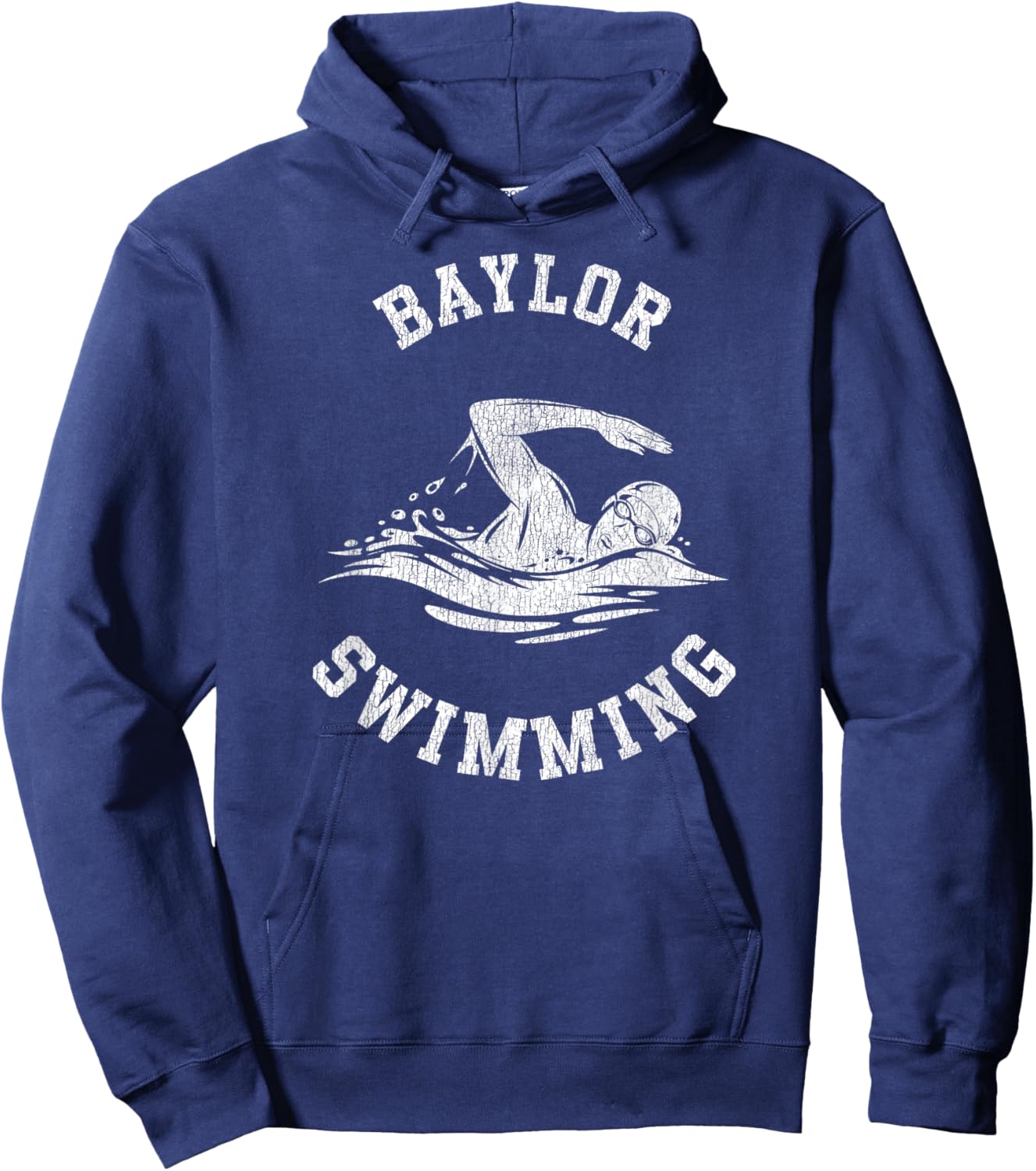 Baylor Swimming Retro Distressed Swim Team Graphic Hoodie - Hoodie | Navy