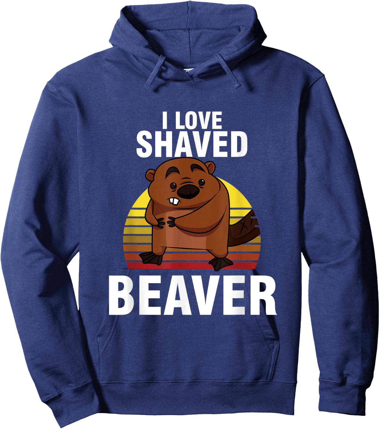 Retro Sunset Beaver Lover I Love Shaved Beaver Animal Art Hoodie - Hoodie | Navy