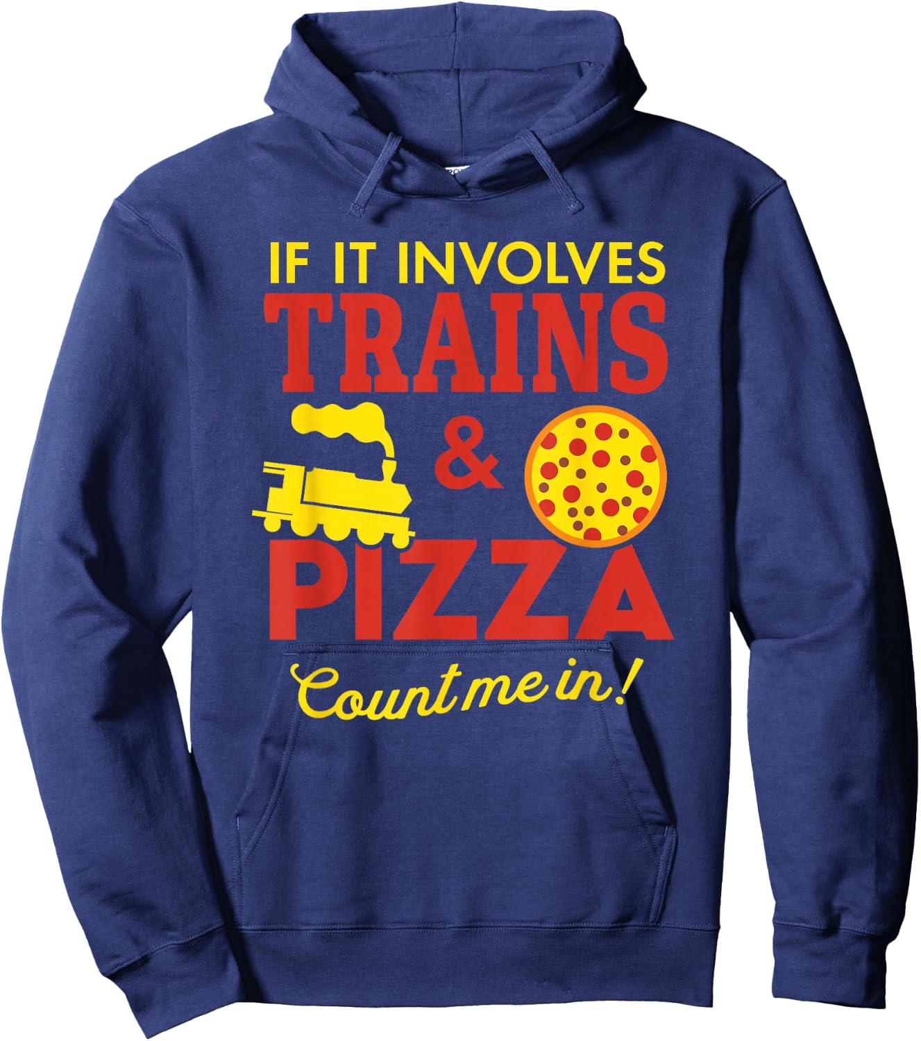 Trains and Pizza Funny Autism Awareness Hoodie - Hoodie | Navy
