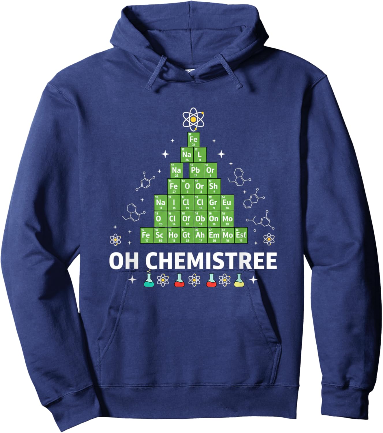 Oh Chemistree Christmas Chemistry Periodic Table Holiday Hoodie - Hoodie | Navy