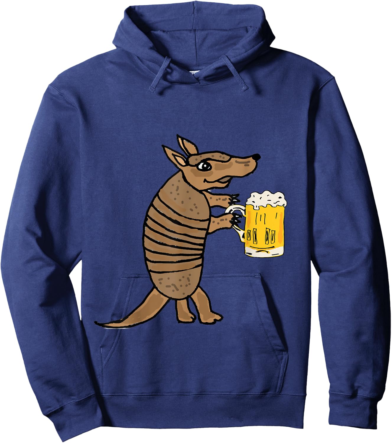 Smilemoretees Funny Armadillo Drinking Beer Hoodie - Hoodie | Navy