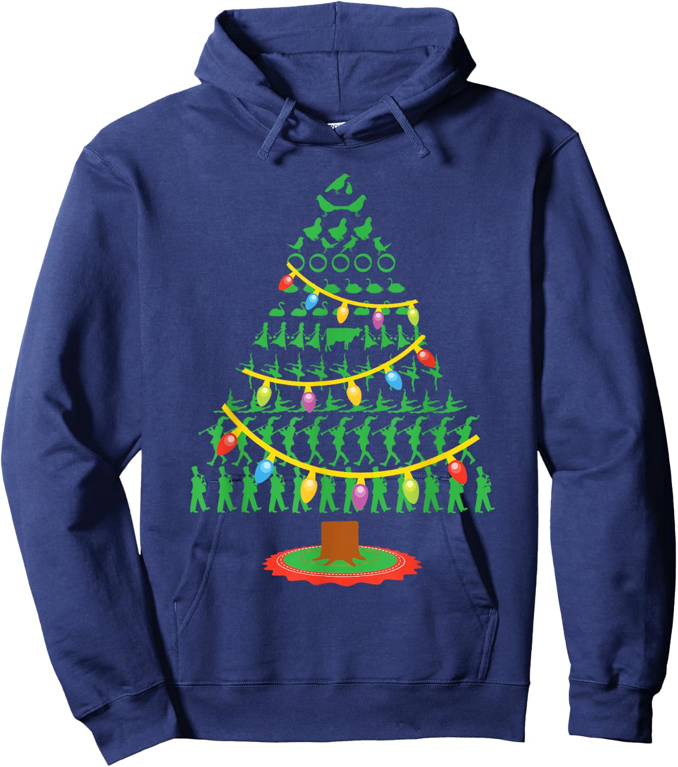 Twelve Days of Christmas Tree T Shirt Hoodie - Hoodie | Navy