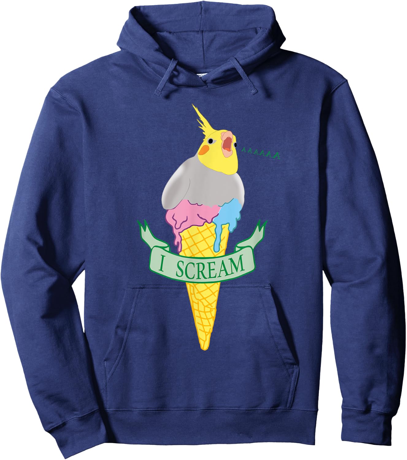 Funny Parrot Pet Doodle I Scream Ice Cream Cockatiel Hoodie - Hoodie | Navy