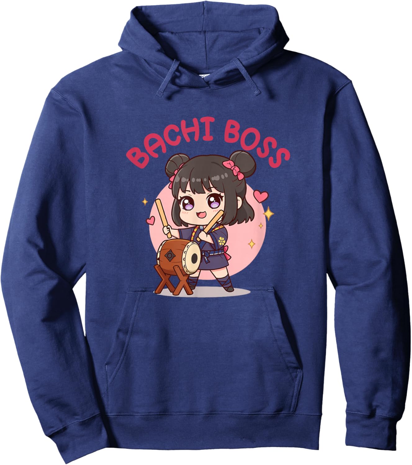 Bachi Boss Cute Kawaii Taiko Drummer Girl Hoodie - Hoodie | Navy