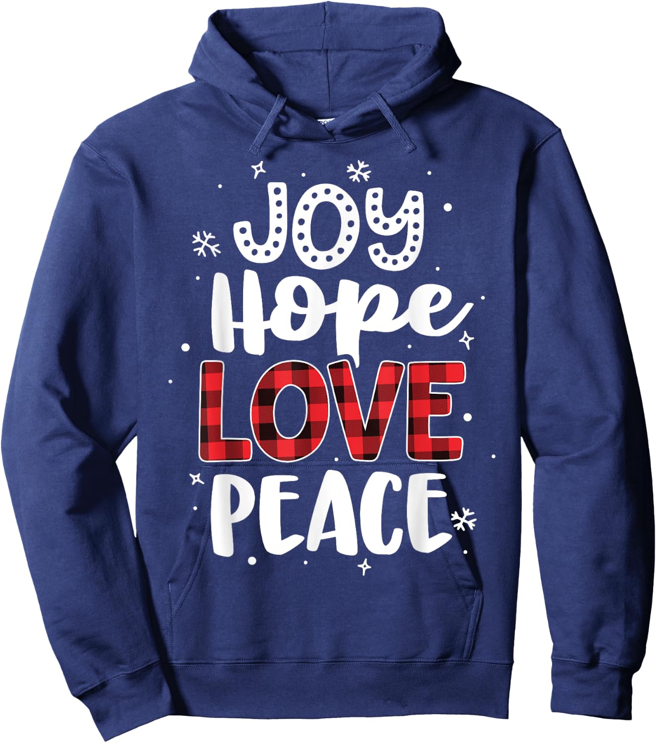Joy Hope Love Peace Red Buffalo Plaid Christmas Mom Women Hoodie - Hoodie | Navy