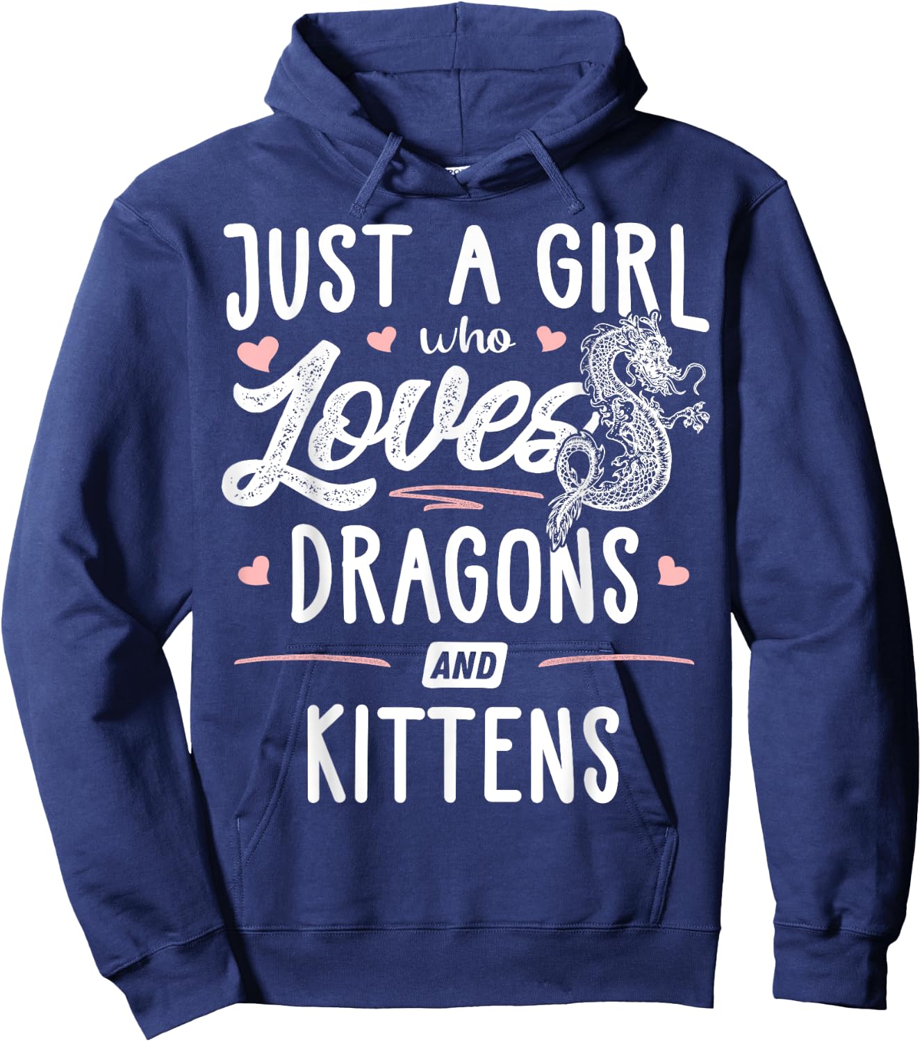 Just A Girl Who Loves Dragons And Kittens Gift Women Hoodie - Hoodie | Navy