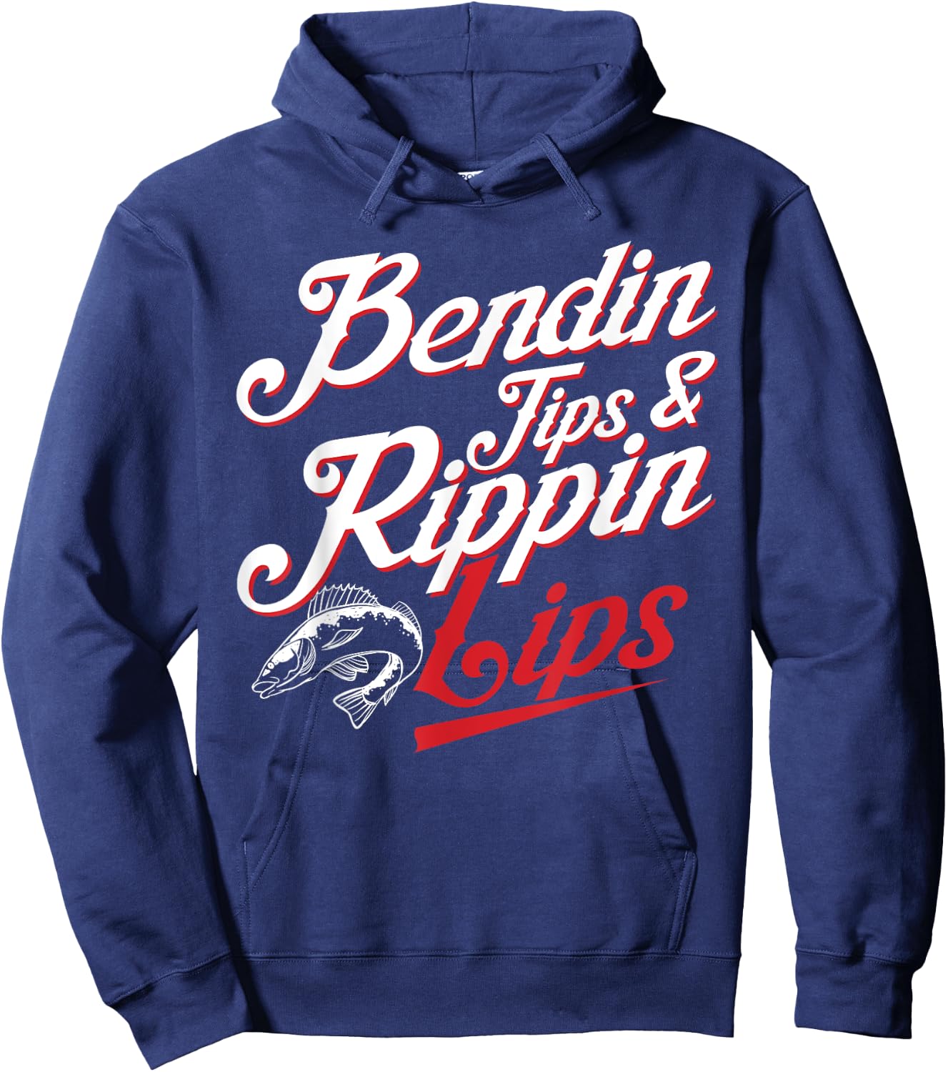 Bendin Tips and Ripping Lips Funny Fishing Shirt Bass Fishin Hoodie - Hoodie | Navy