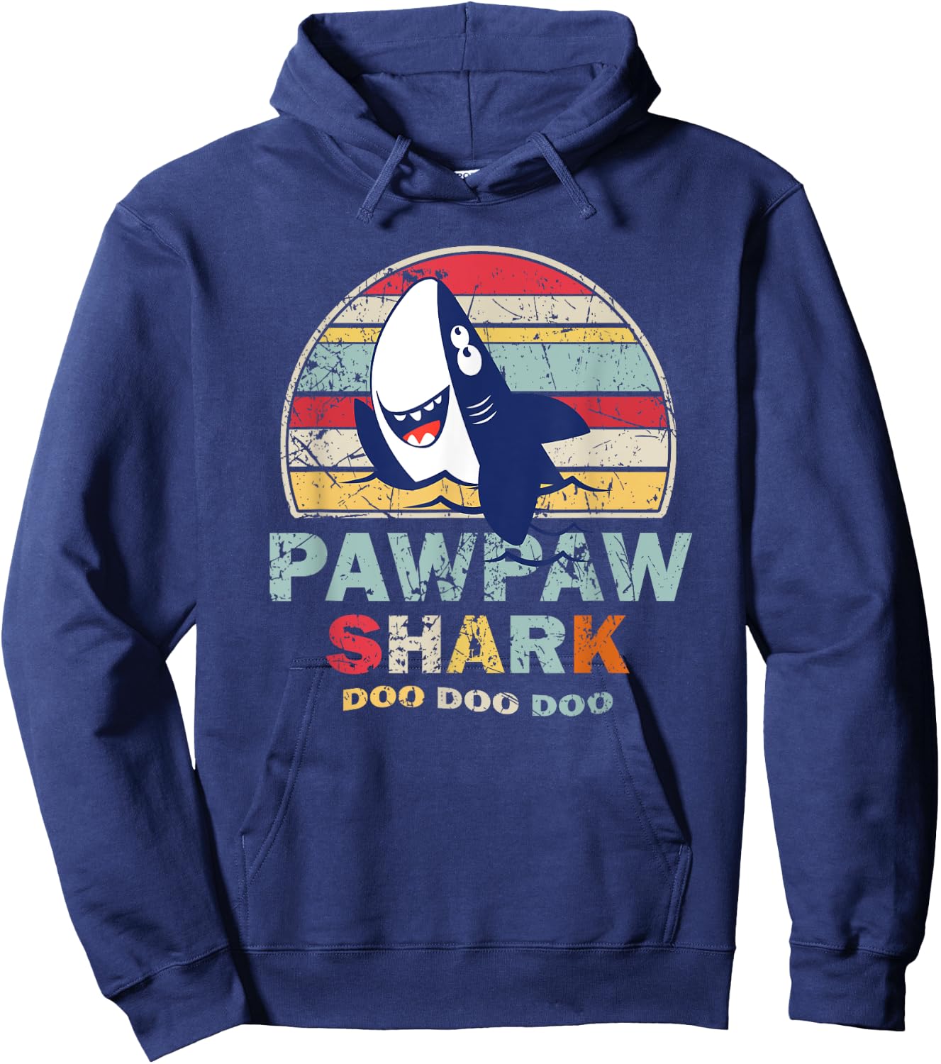 Vintage Pawpaw Shark Shirt Fathers Day Gift Women Hoodie - Hoodie | Navy