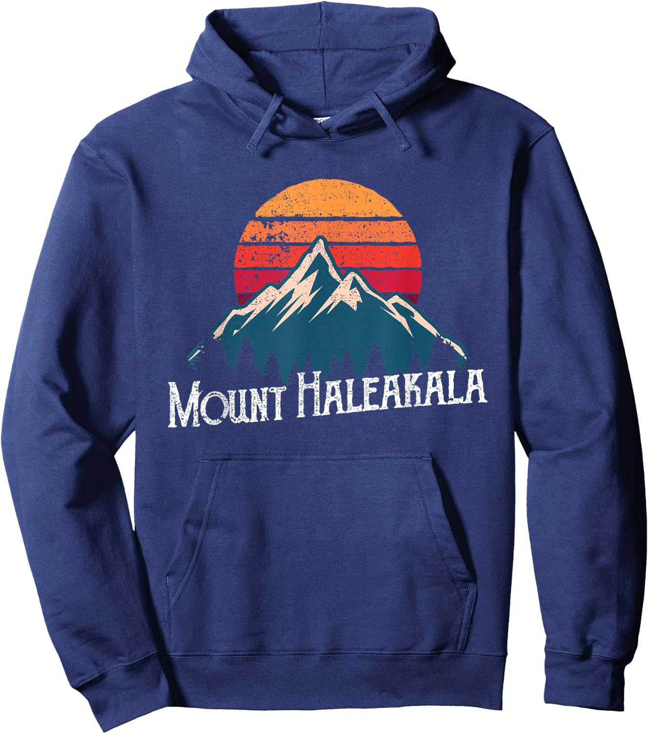 Hawaiian Mount Haleakala Volcano Mountain Retro T Shirt Hoodie - Hoodie | Navy