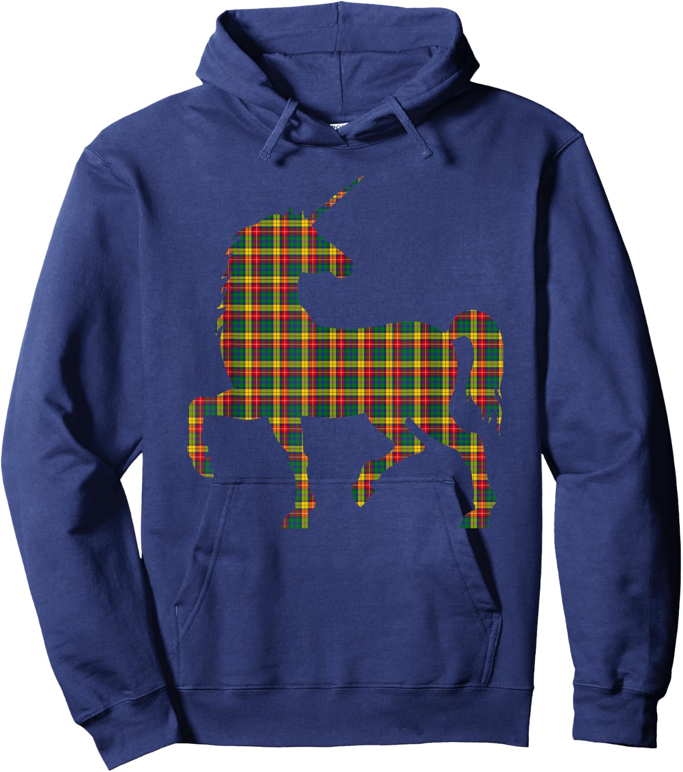 Buchanan Plaid Unicorn Scottish Pride Tartan Hoodie - Hoodie | Navy