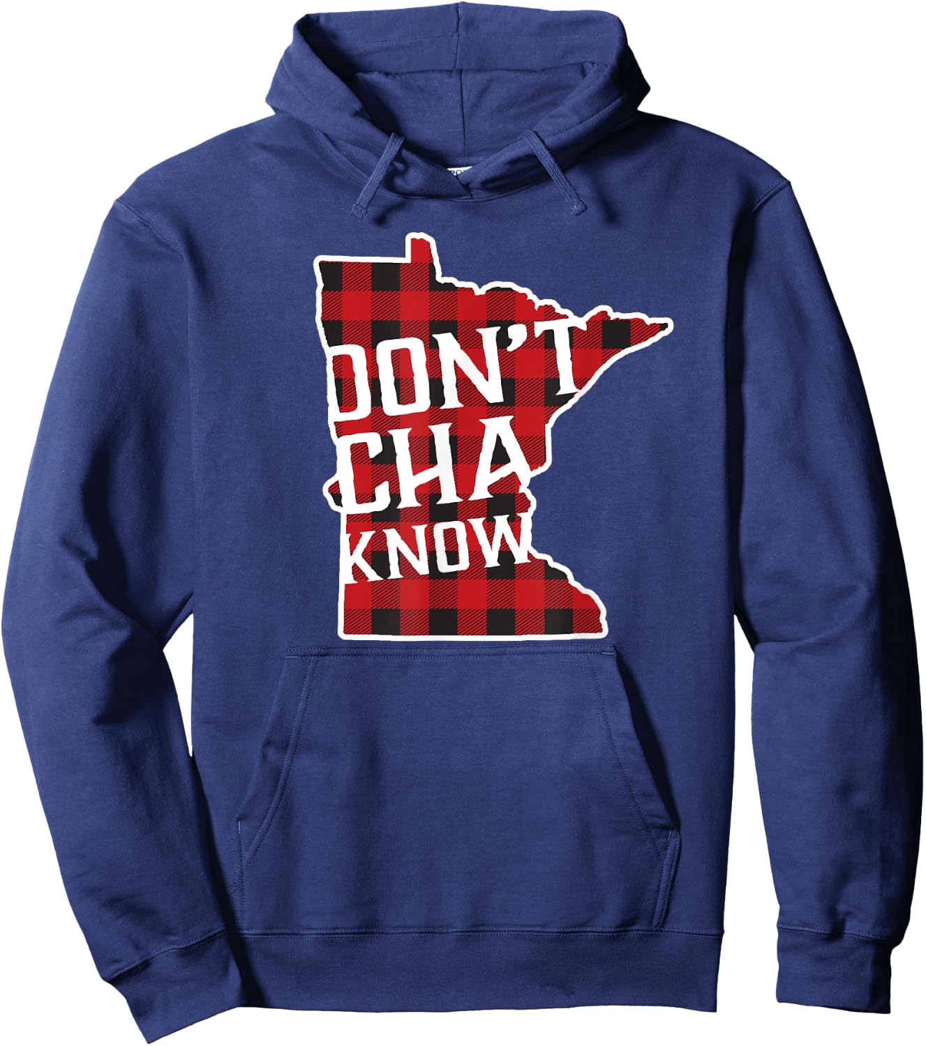 Minnesota Don't Cha Know Buffalo Plaid Hoodie - Hoodie | Navy