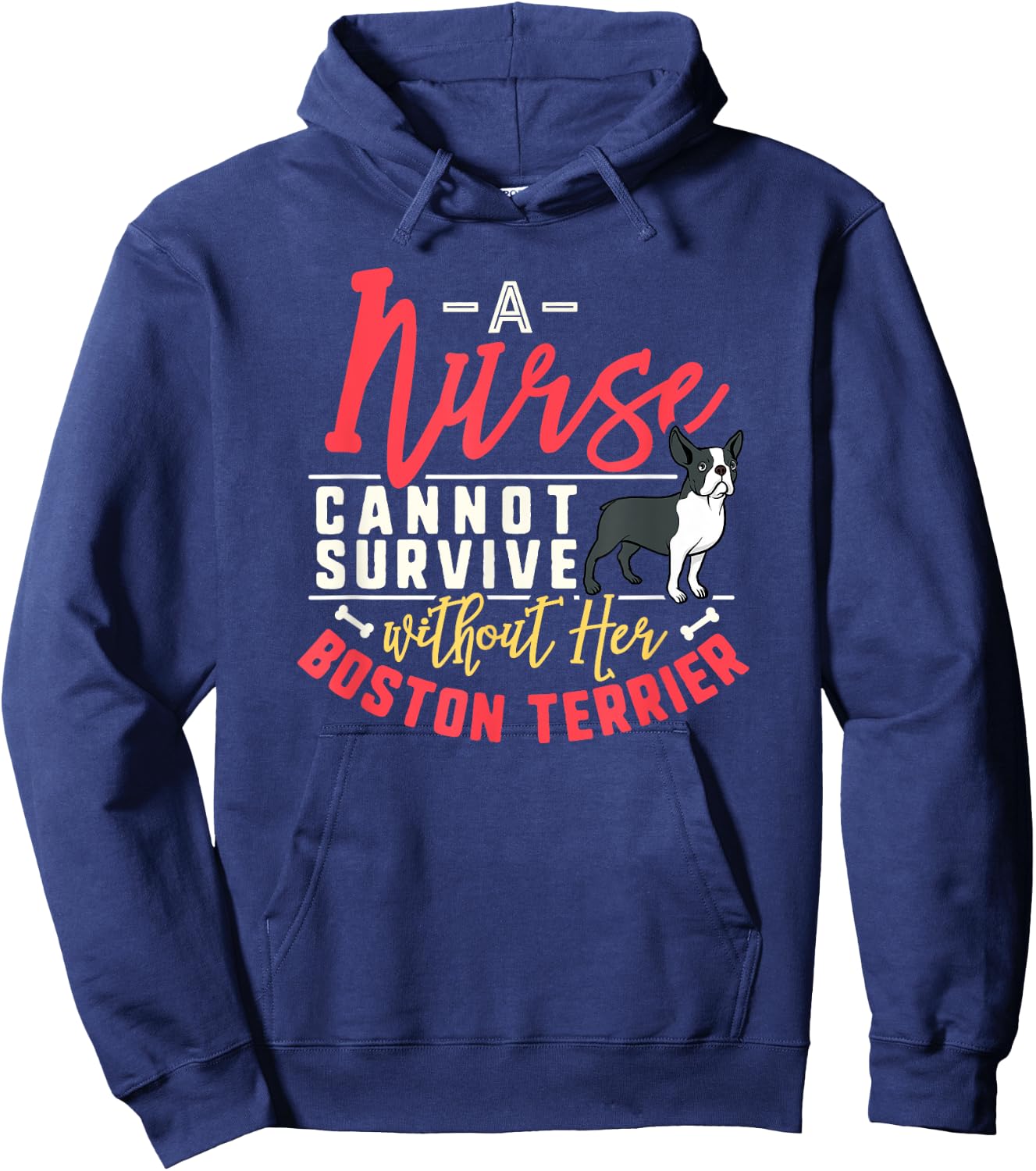 Boston Terrier Mom Funny Mother's Day Dog Lover Gift Nurse Hoodie - Hoodie | Navy