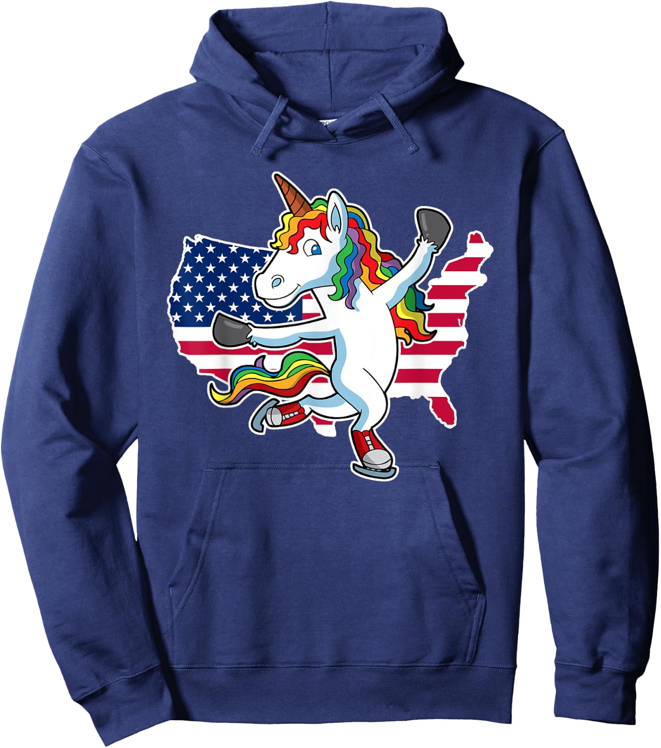 Unicorn Figure Skating USA Shirt Hoodie - Hoodie | Navy