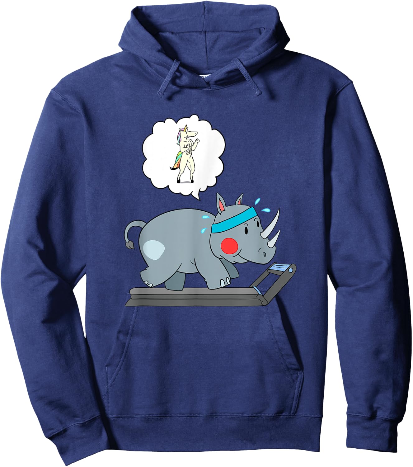 Rhino and Unicorn Cardio - Funny Running Hoodie - Hoodie | Navy