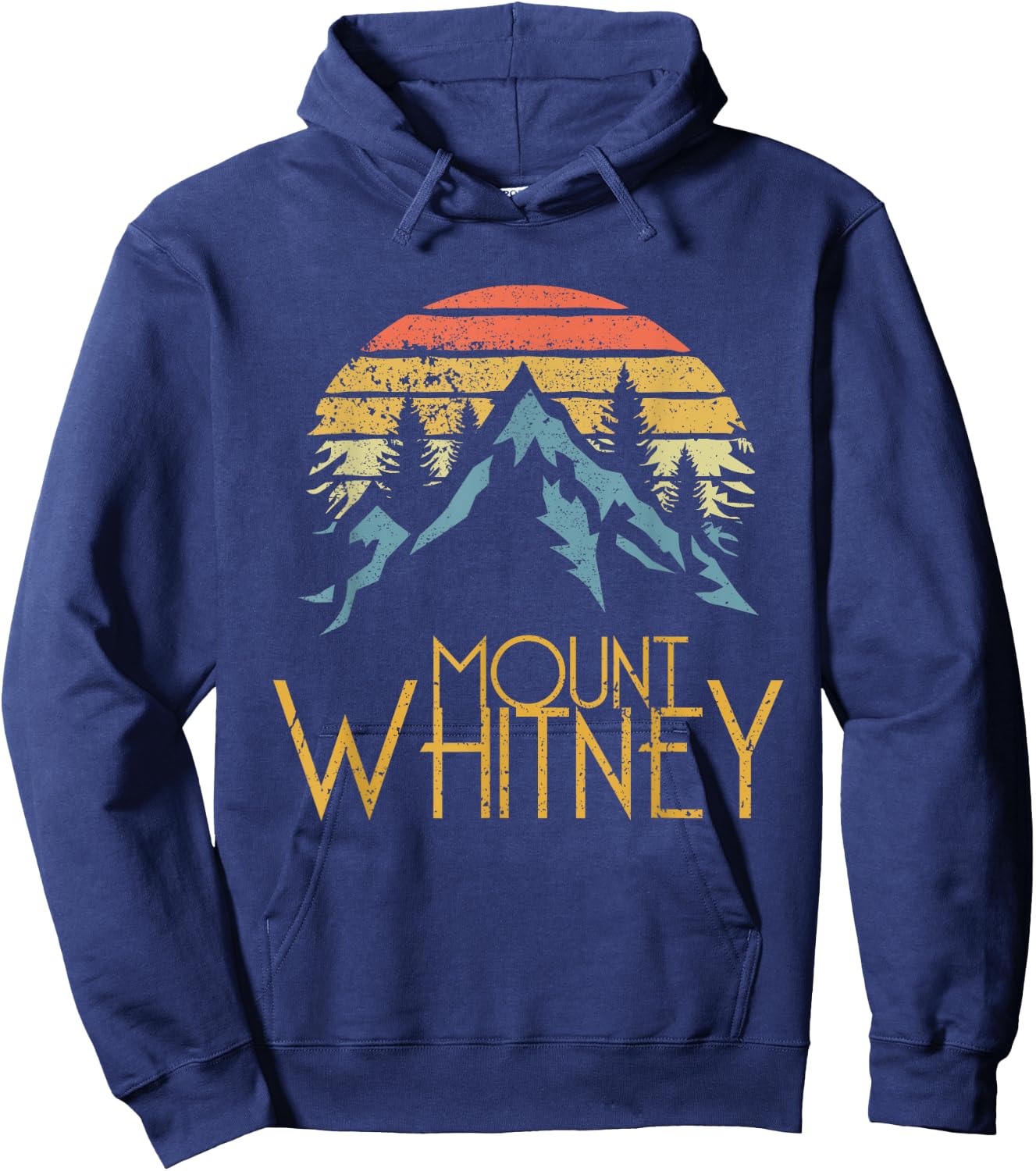 Vintage Retro Mount Whitney CA Camping Mountain Hoodie - Hoodie | Navy