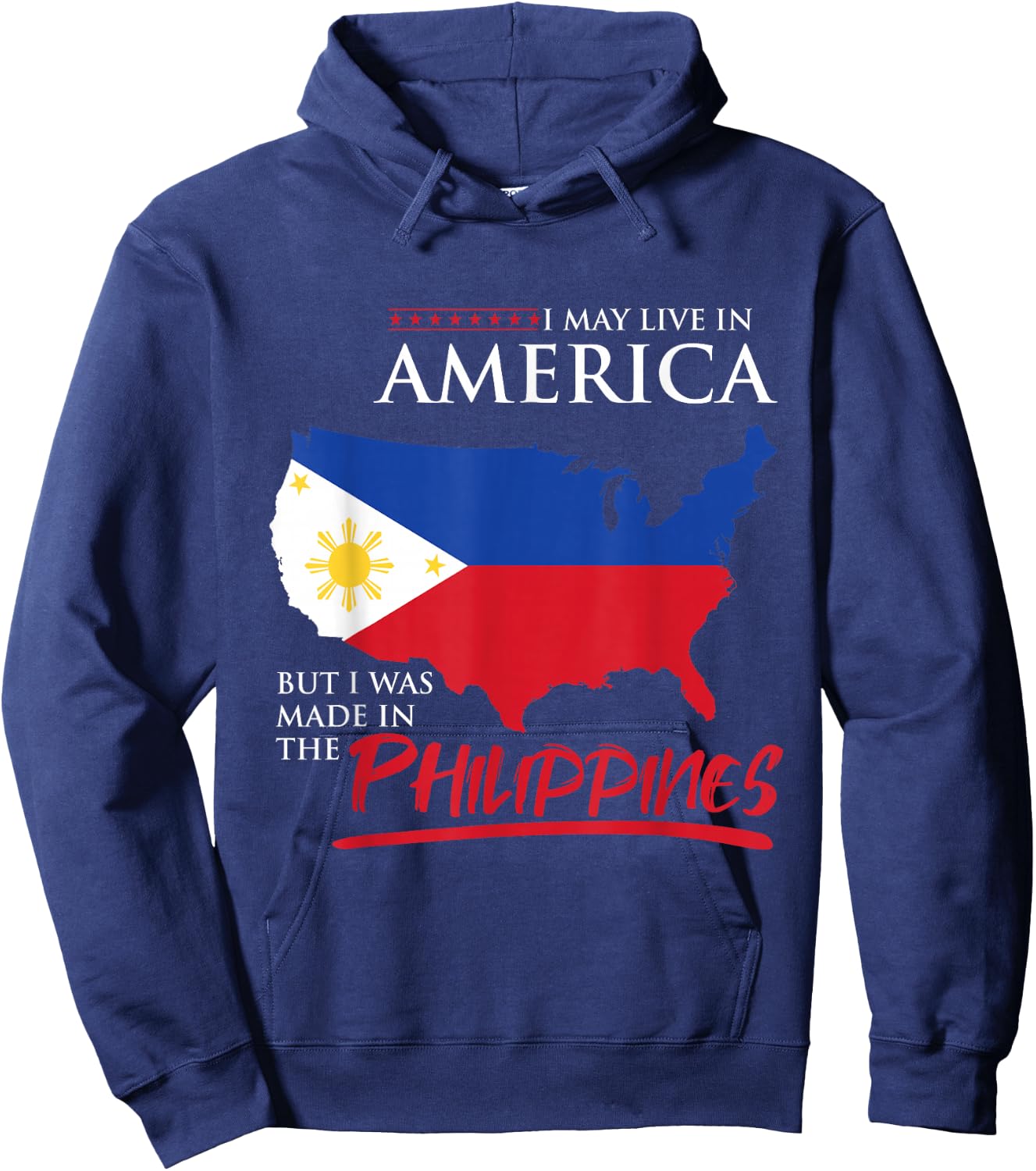 USA Flag Islands of Felipe Philippines Maharlika Filipino Hoodie - Hoodie | Navy