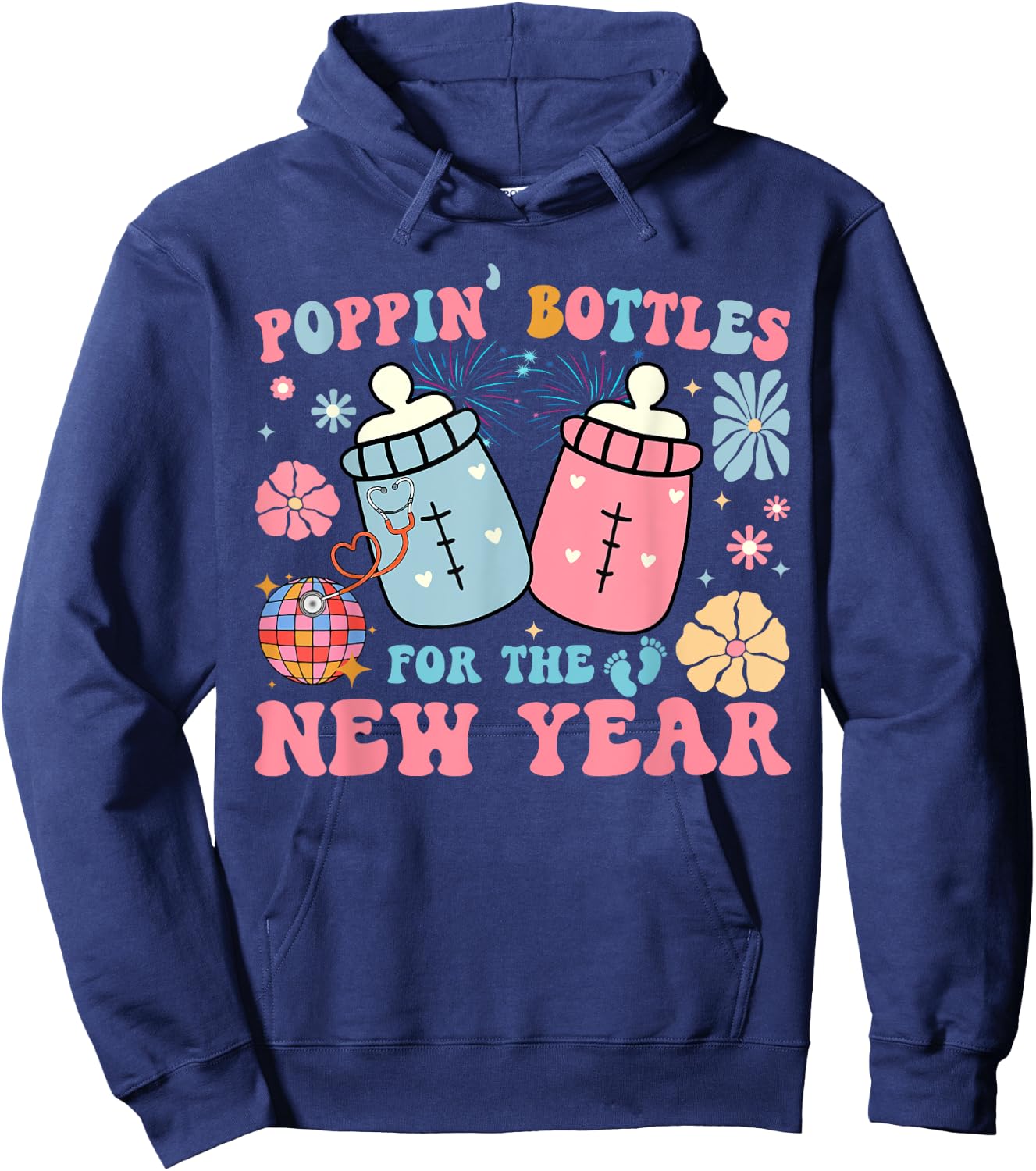 Poppin' Bottles For The New Year Hoodie - Hoodie | Navy