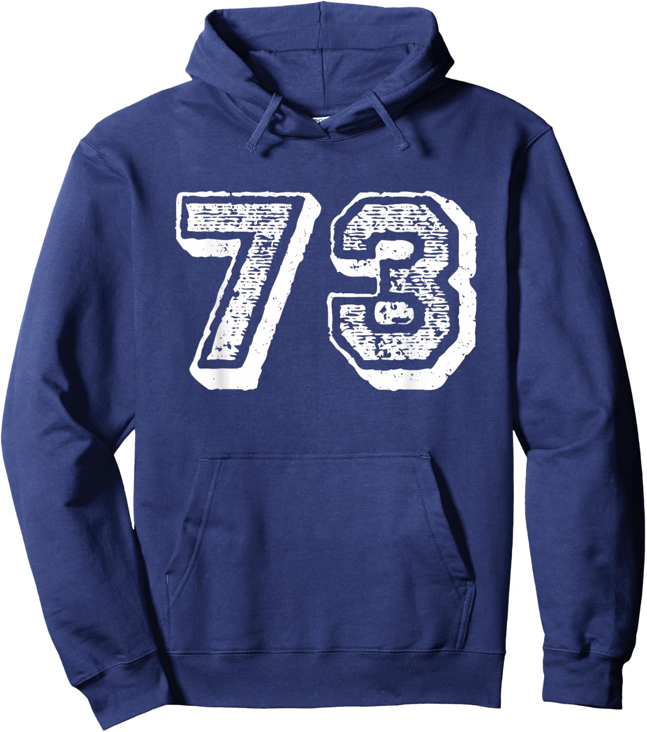 Number 73 Sports Jersey Player #73 Fan FRONT Print Vintage Hoodie - Hoodie | Navy