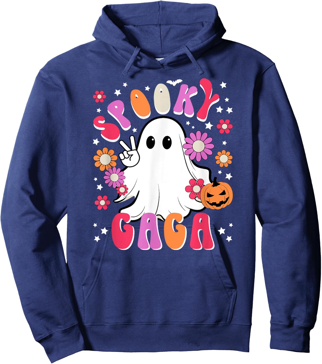 Spooky Gaga Grandma Halloween Gaga Grandmother Groovy Hoodie - Hoodie | Navy