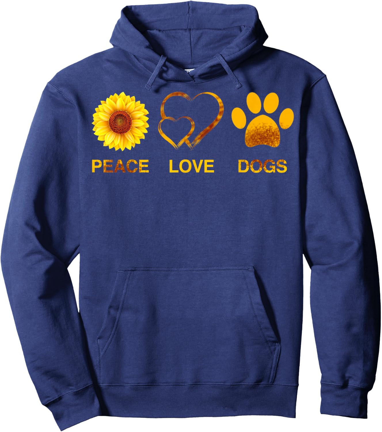 Peace Love Dogs Sunflowers Dog Lover Gift Hoodie - Hoodie | Navy
