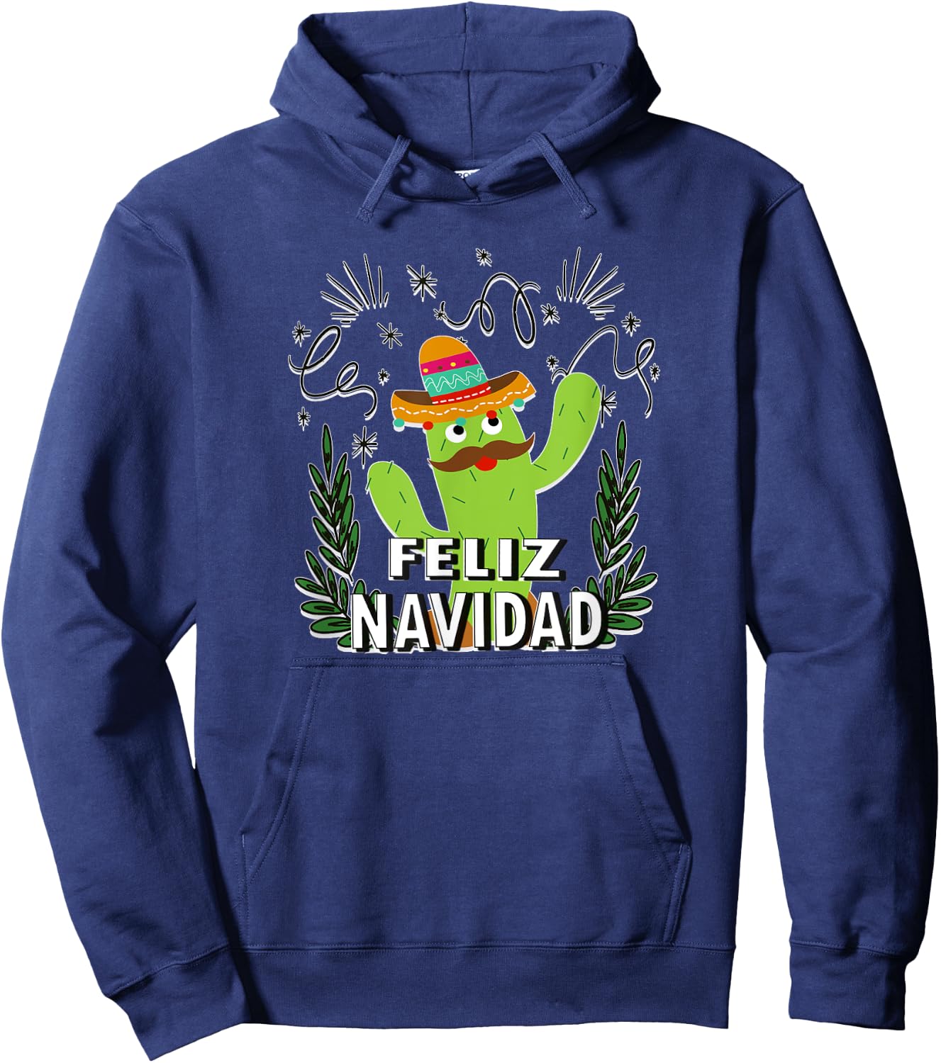 Feliz Navidad Dance Cactus Mexican Christmas Shirt Hoodie - Hoodie | Navy