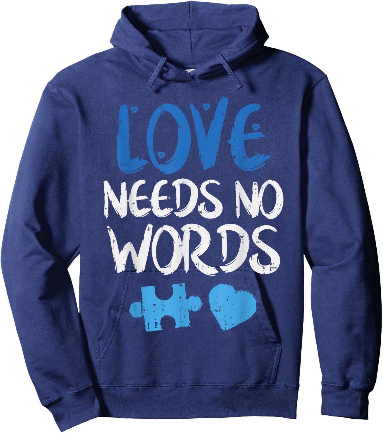 Love Needs No Words Autism Awareness Shirt Mom Dad Teacher Hoodie - Hoodie | Navy