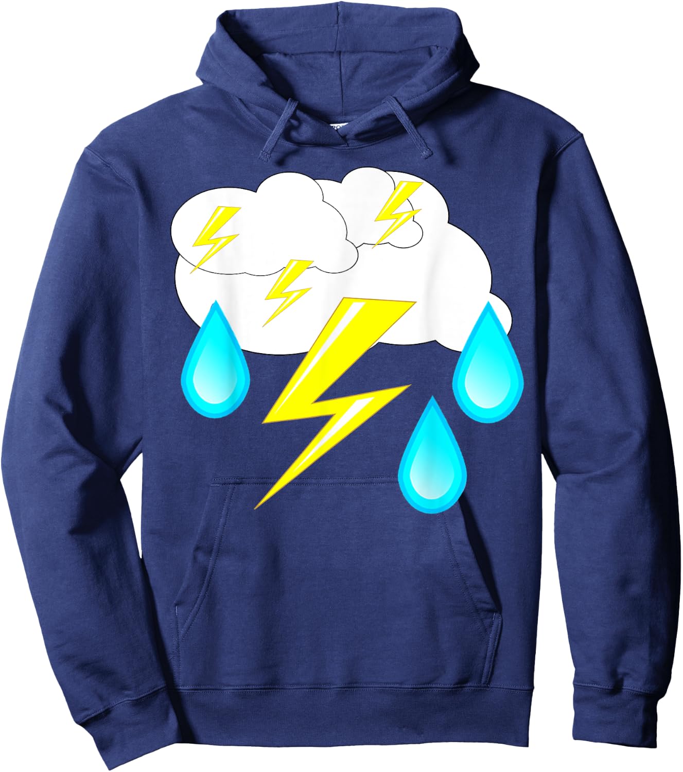 Lightning Bolts Rain Drops Thunder Storm Cloud Costume Shirt Hoodie - Hoodie | Navy