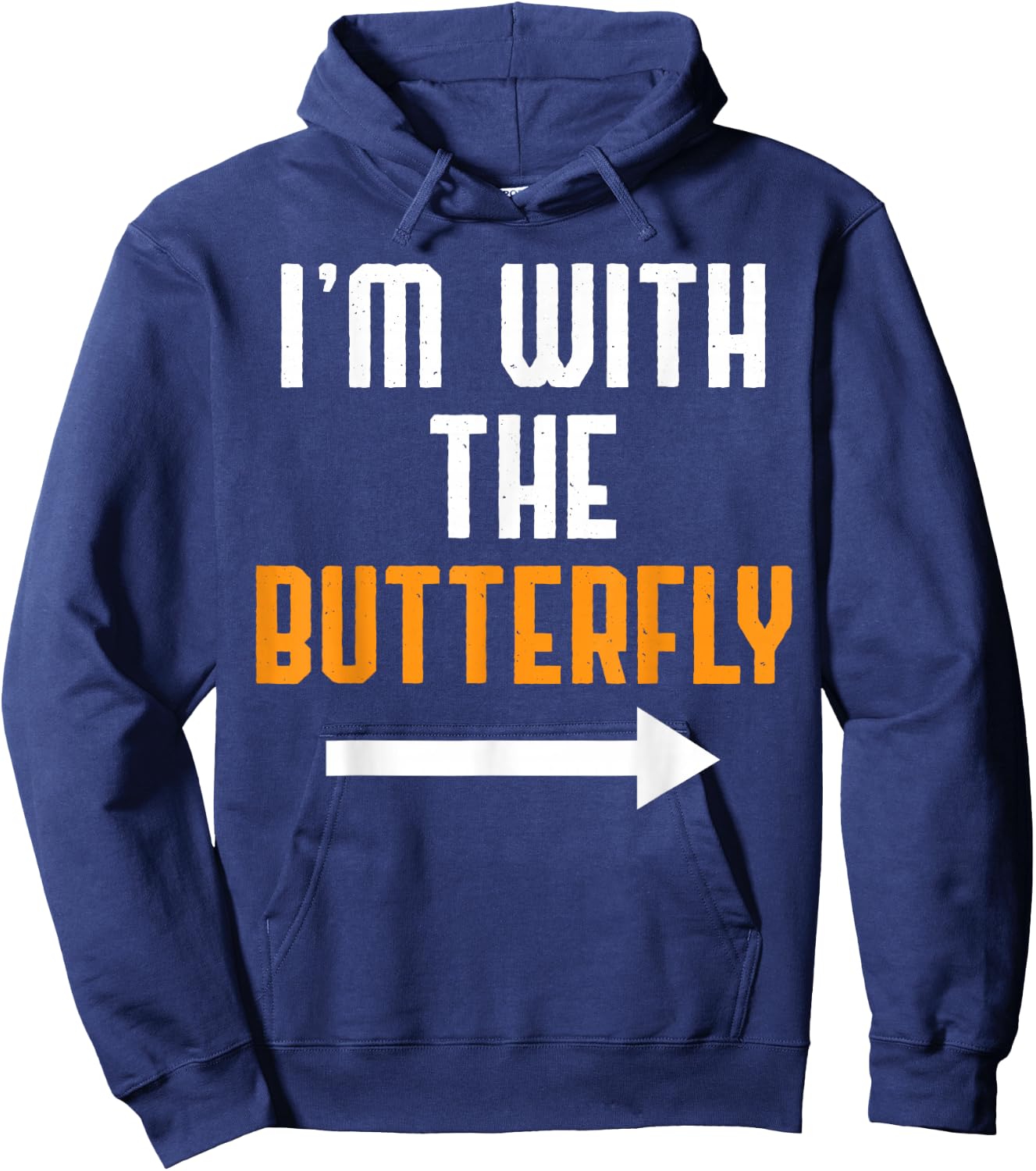 I'm With The Butterfly Costume Funny Halloween Couple Hoodie - Hoodie | Navy