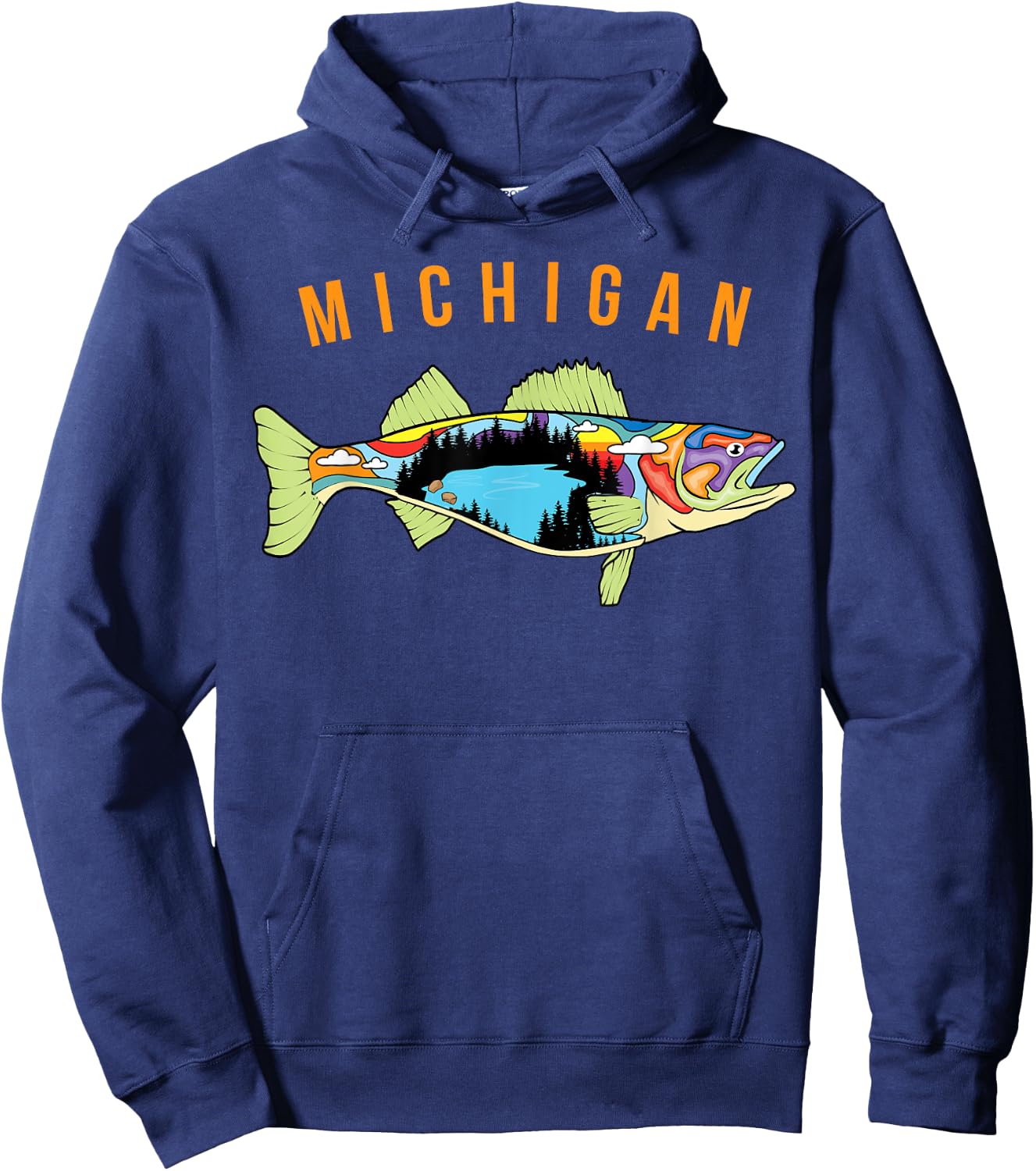 Michigan Walleye Fishing T Shirt Fisherman Walleye Fish Gift Hoodie - Hoodie | Navy