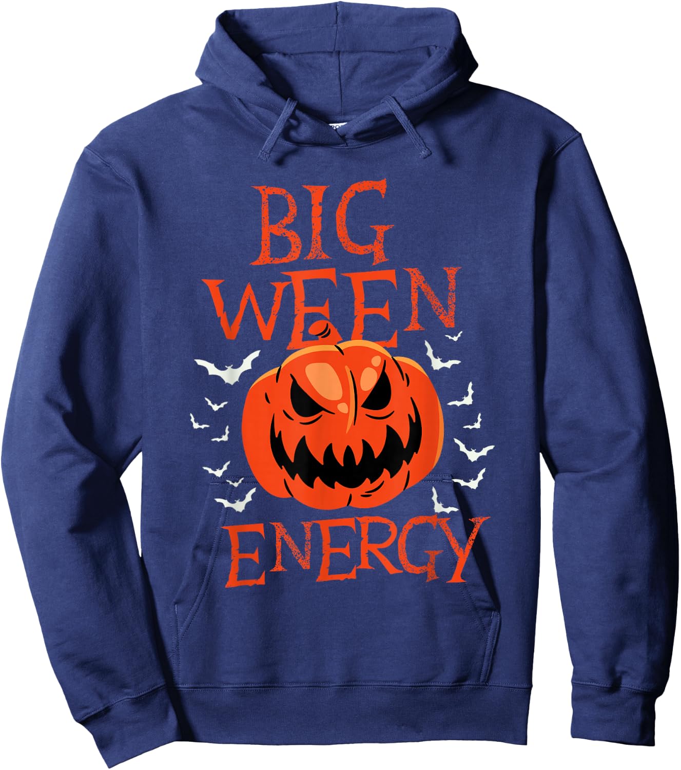 Big Ween Energy - Big Halloween Carved Pumpkin Head Hoodie - Hoodie | Navy