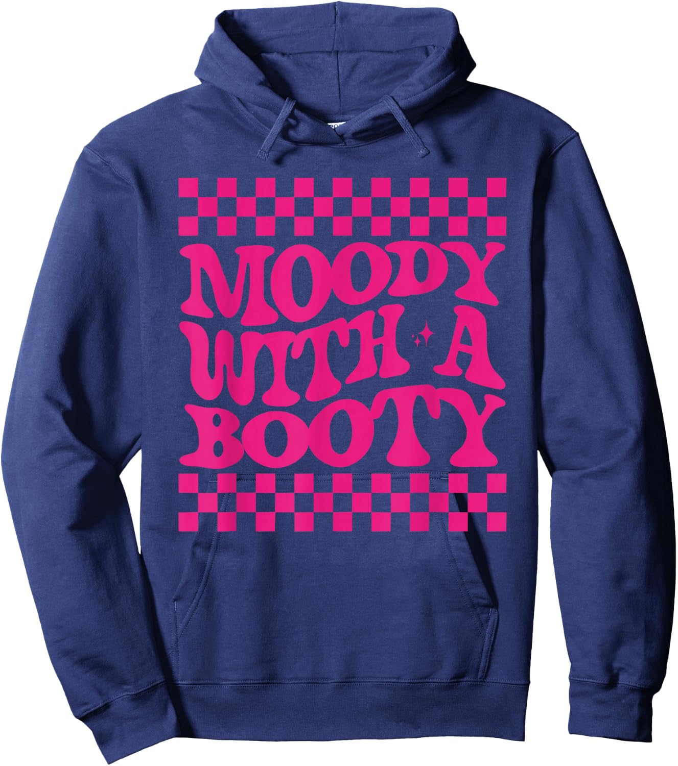 Retro Groovy Moody With A Booty Hoodie - Hoodie | Navy