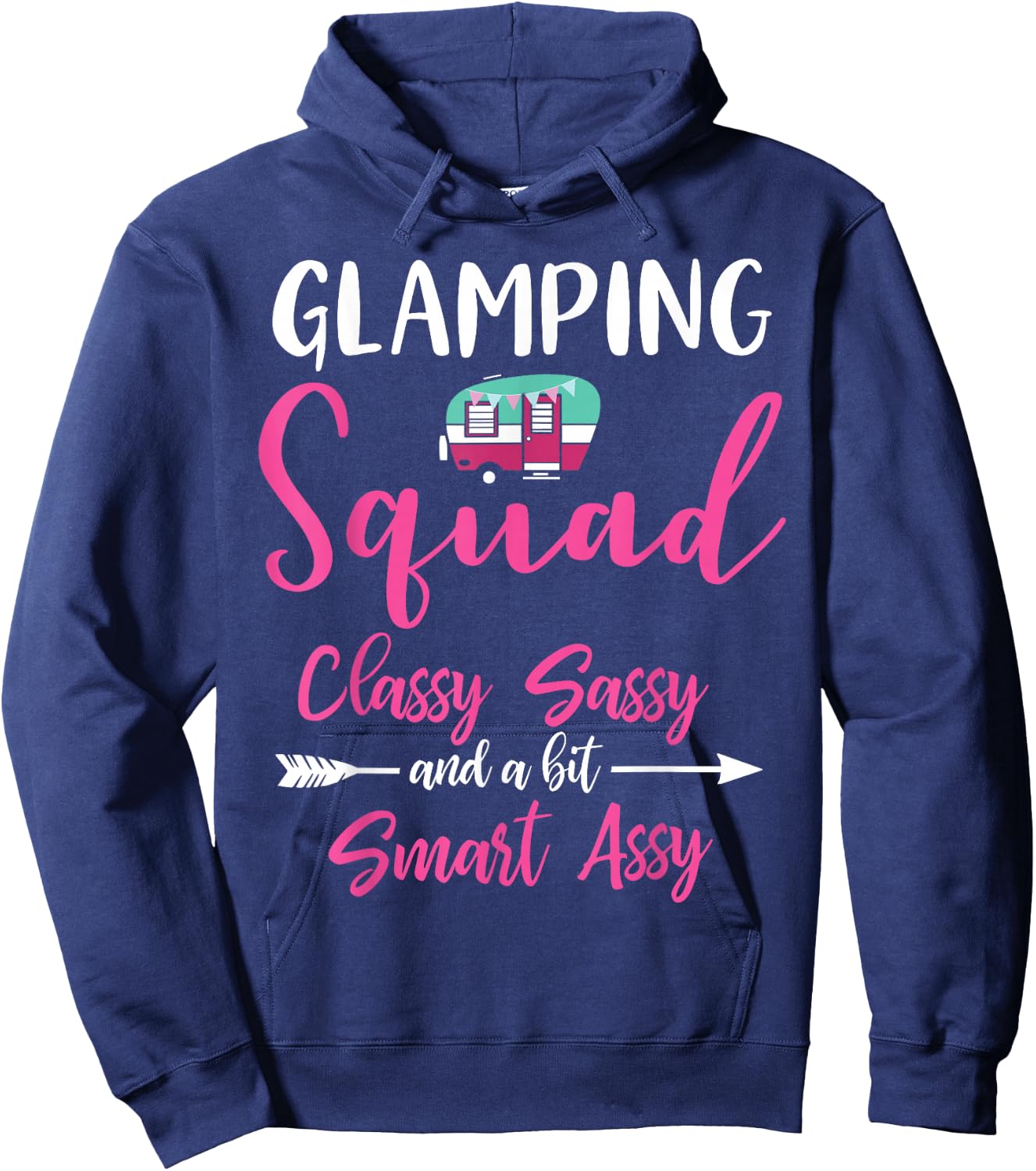 Glamping Squad Funny Matching Family Girls Camping Trip Hoodie - Hoodie | Navy