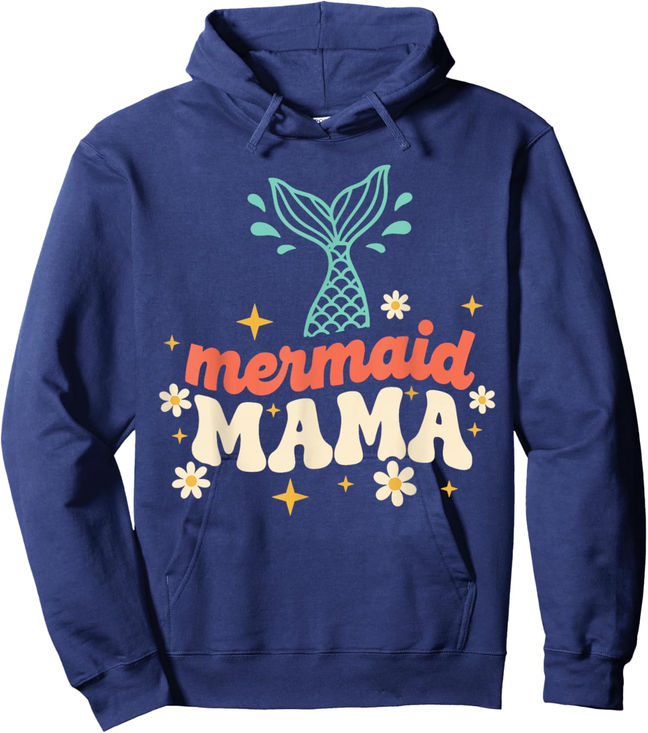 Mom of Birthday Girl Mermaid Costume Women, Mermaid Mama Hoodie - Hoodie | Navy